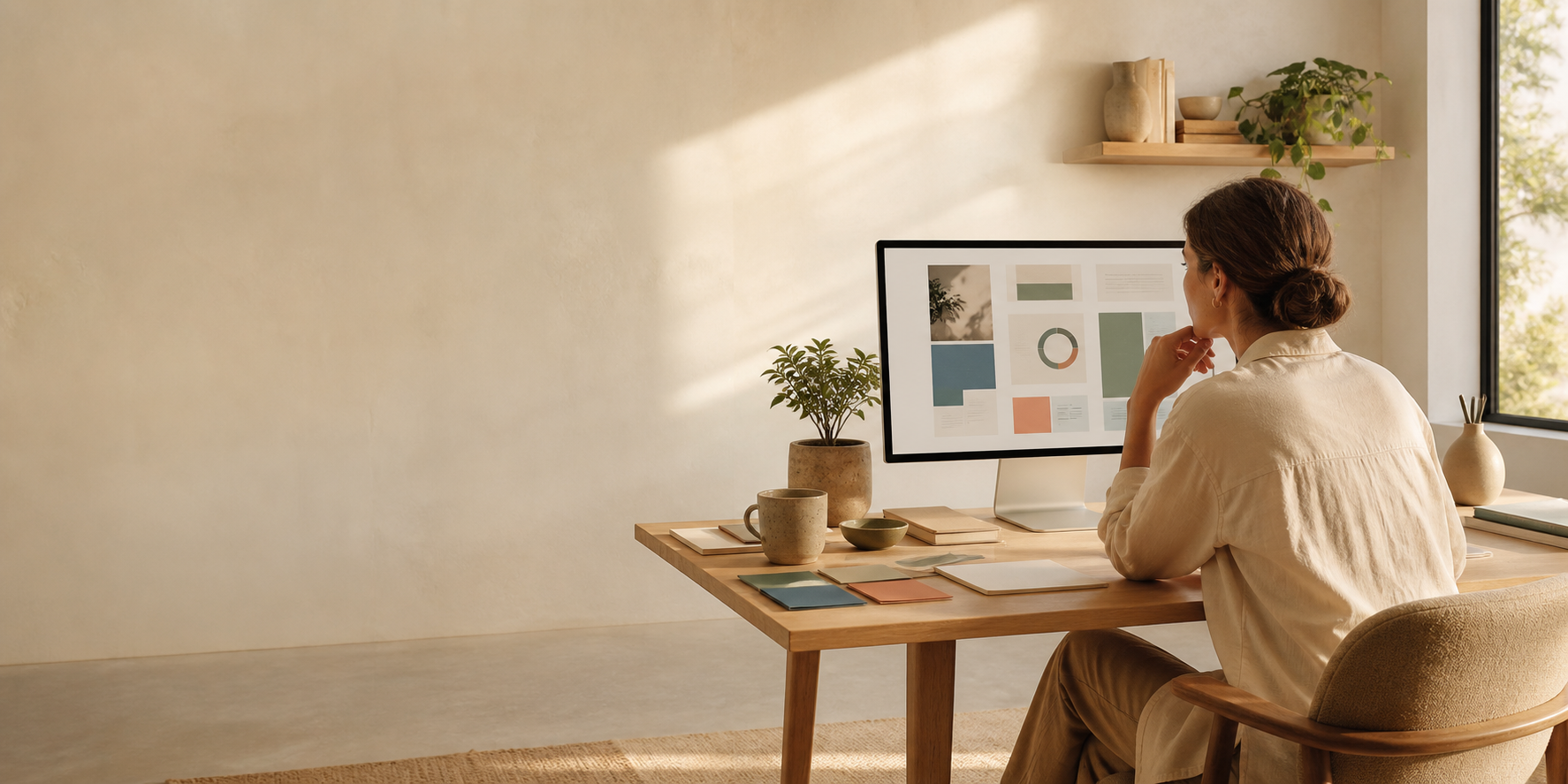 Digital strategy work in a sunlit studio